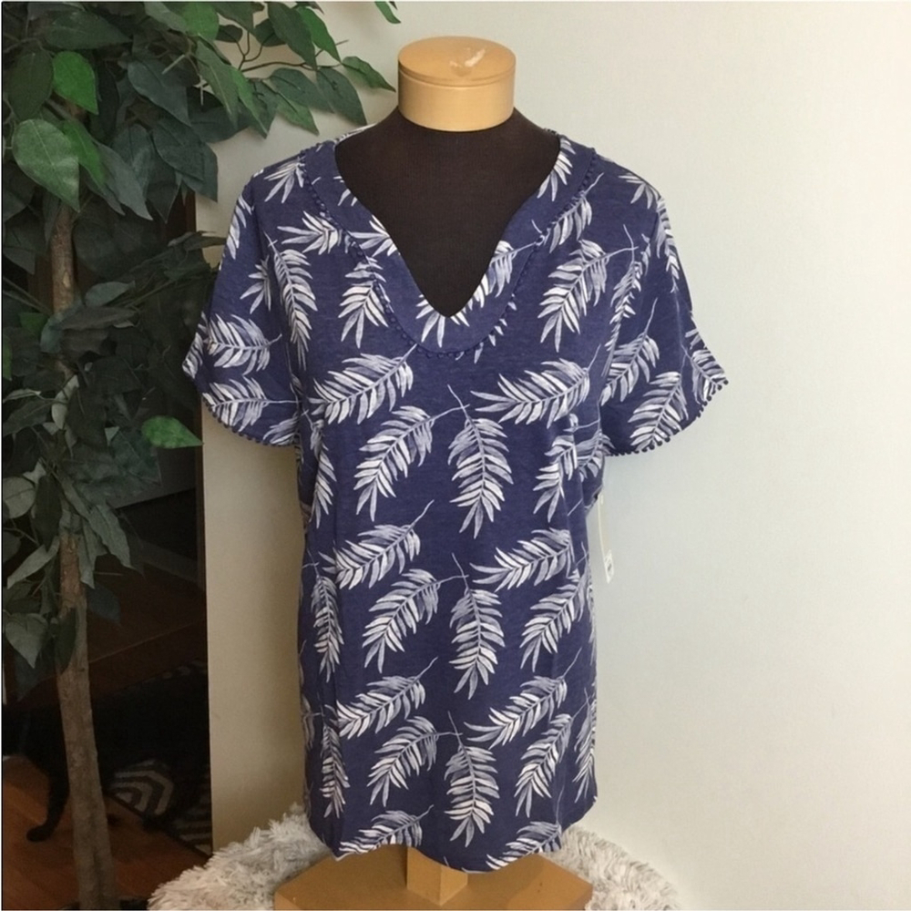 Croft & Barrow bobble trimmed short sleeve tee Womans size XXL leaves